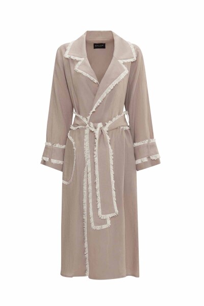 Fringe Detail Linen Trench Coat - 14