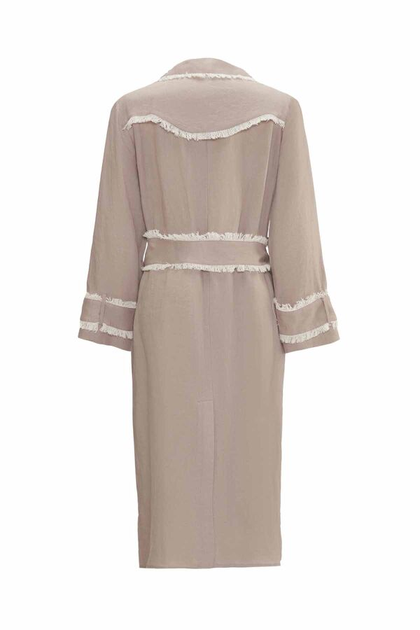 Fringe Detail Linen Trench Coat - 15