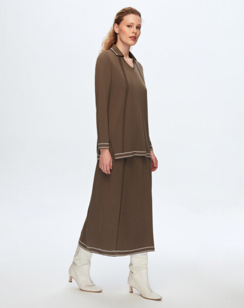 T24K-2014 A-Line Skirt with Knit Effect - 5
