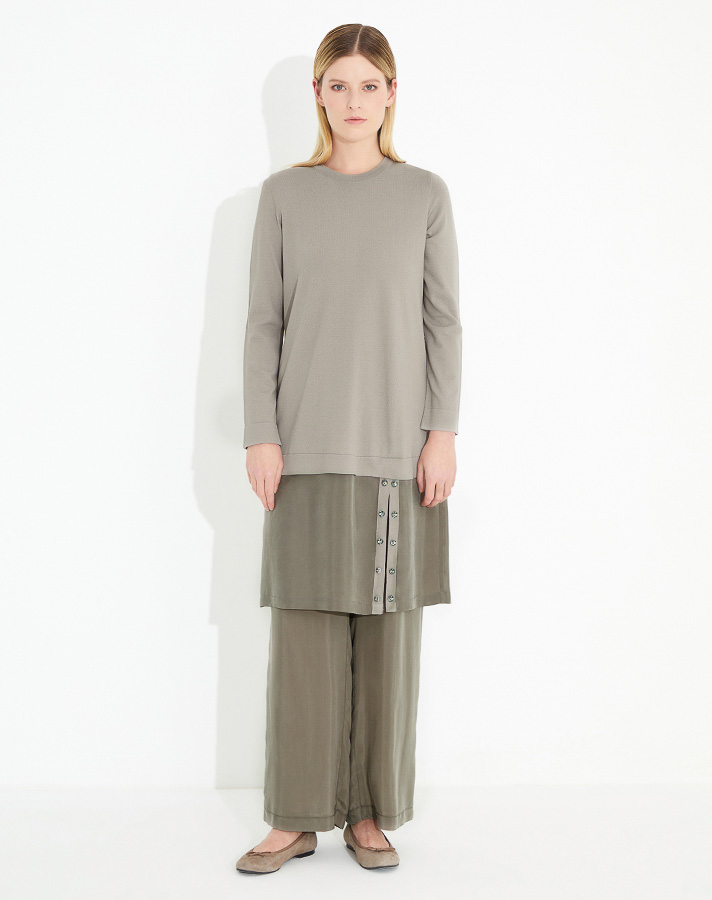 Knitwear Tunic With Stone Button - 1