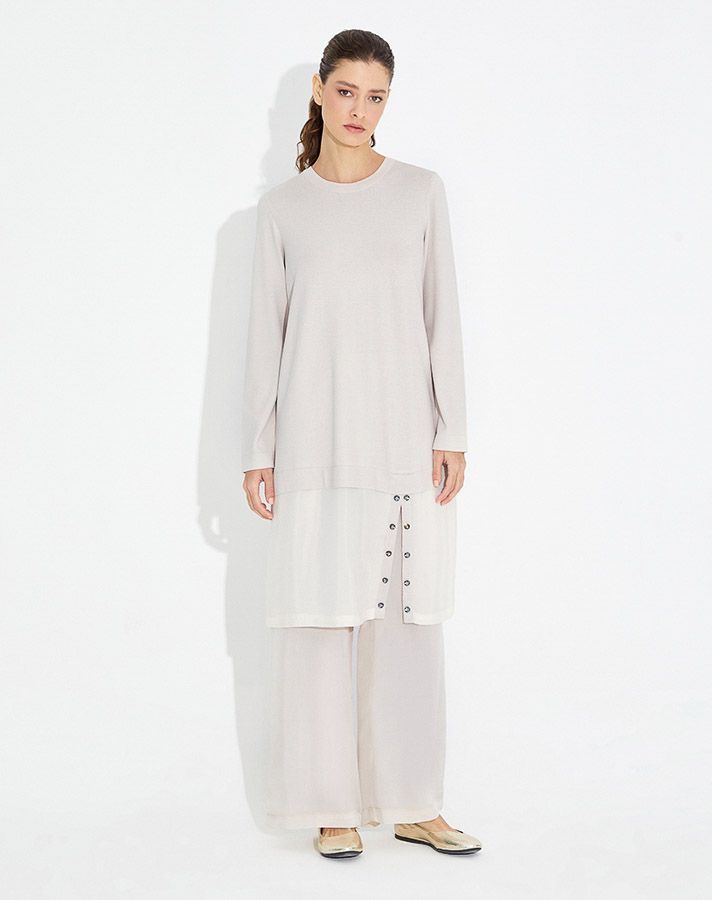 Knitwear Tunic With Stone Button - 2