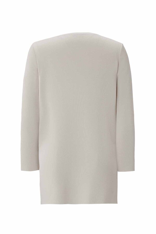 Long Sleeve Basic Beige Knit Tunic - 2