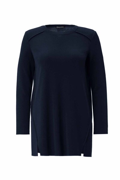 Long Sleeve Basic Navy Blue Knit Tunic - MISS DALIDA