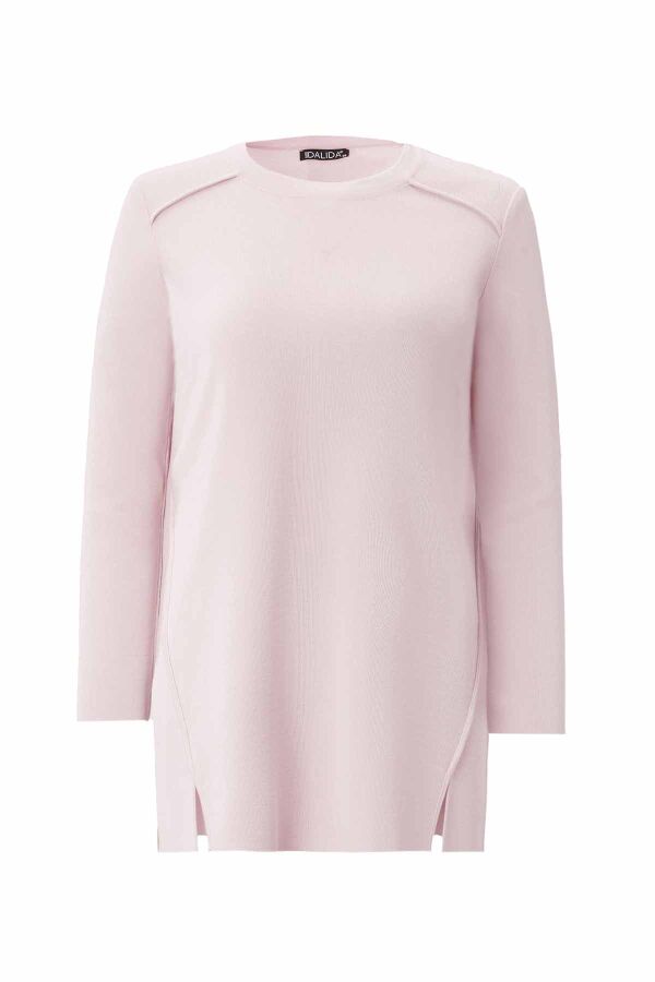 Long Sleeve Basic Powder Pink Knit Tunic - 1