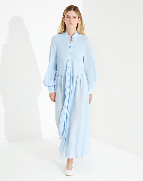 Matte Buttoned Knitwear Cupra Dress - 1