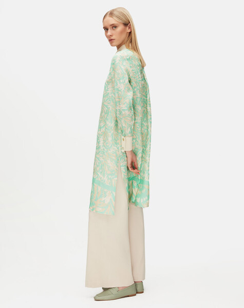 Mother of pearl Buttoned Patterned Linen Shirt - 2