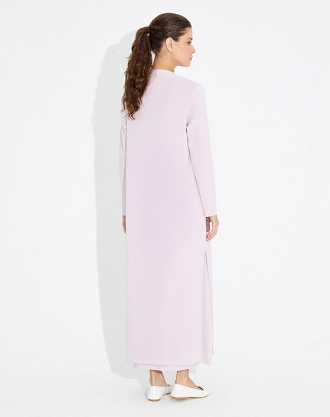 Pearl Button V-Neck Long Cardigan - 1