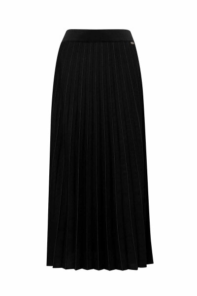 Pleated Knit Skirt with Stripe Details Black - MISS DALIDA (1)