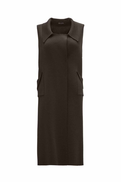 Pocket Detailed Brown Knit Vest - MISS DALIDA