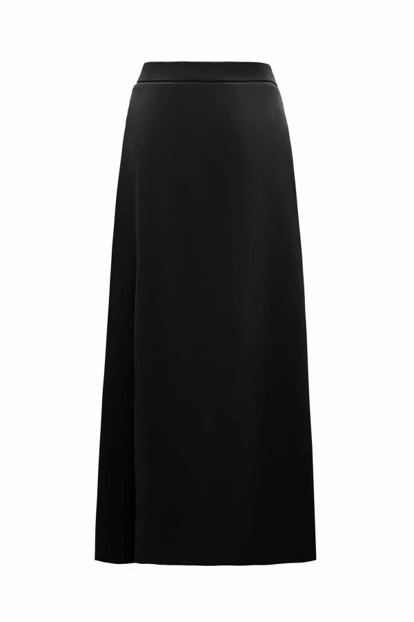 Pocketed Black Cupro Skirt - 1