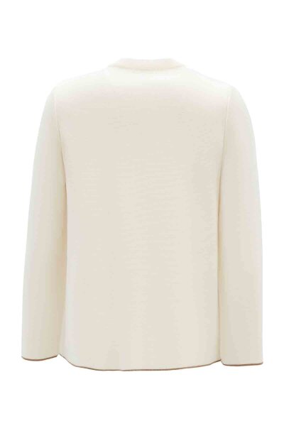 Pocketed Short Knitted Ecru Gold Jacket - MISS DALIDA (1)