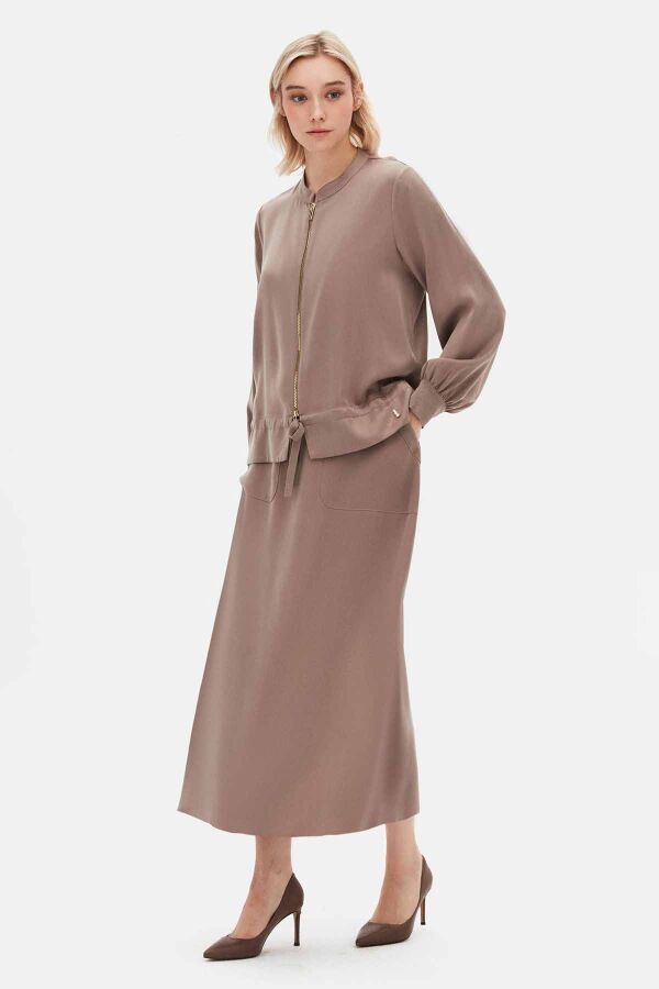 Pocketed Vizon Cupro Skirt - 3