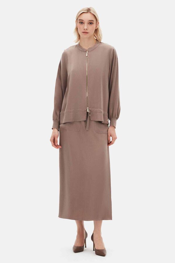 Pocketed Vizon Cupro Skirt - 1