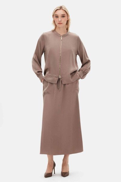 Pocketed Vizon Cupro Skirt - 6