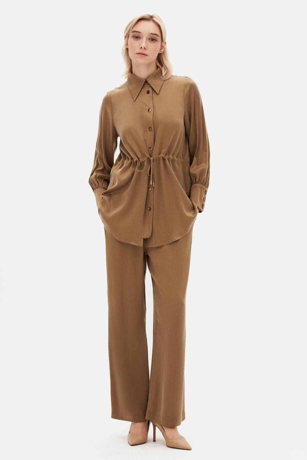 Relaxed Fit Cupro Camel Pants - 1