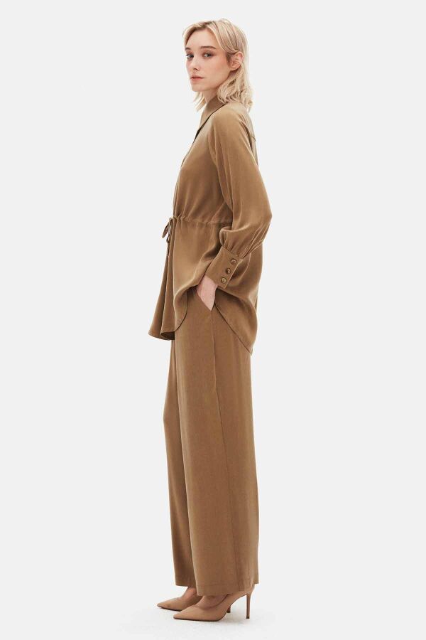 Relaxed Fit Cupro Camel Pants - 3