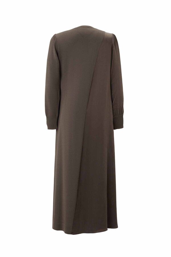 Relaxed Fit Knit Mantle Brown Dress - 2
