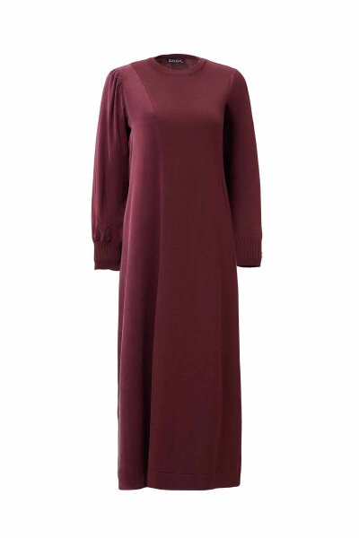 Relaxed Fit Knit Mantle Burgundy Dress 