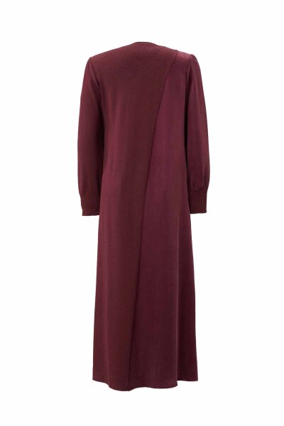 Relaxed Fit Knit Mantle Burgundy Dress - MISS DALIDA (1)