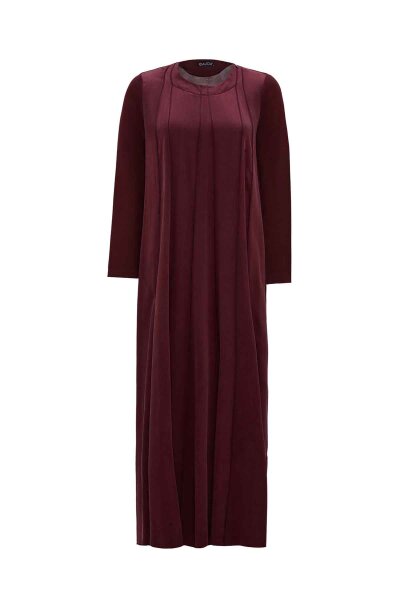 Relaxed Fit Round Neck Burgundy Dress 