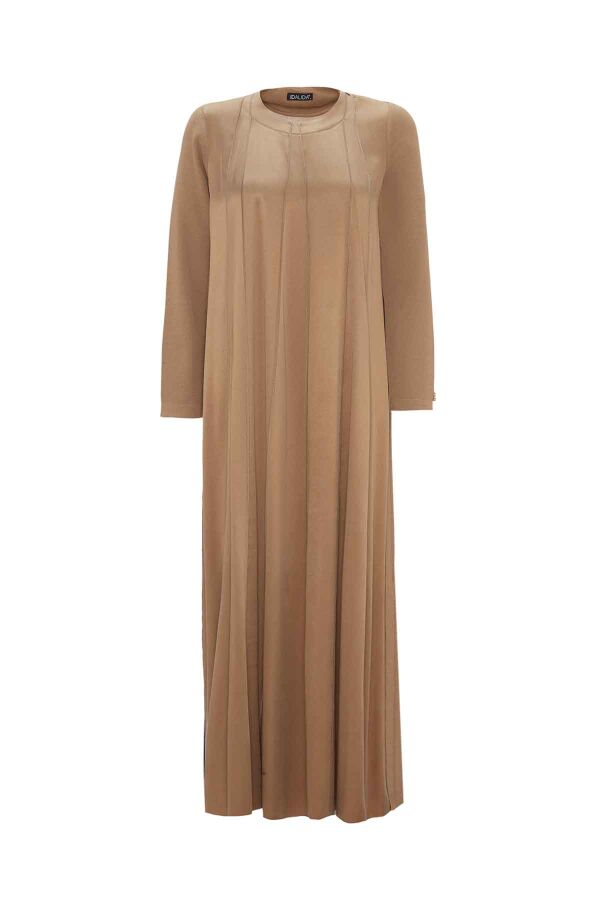 Relaxed Fit Round Neck Taupe Dress - 1