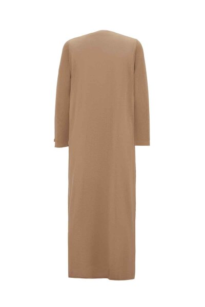 Relaxed Fit Round Neck Taupe Dress - 2