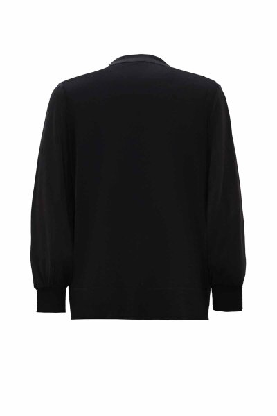 Round Neck Zippered Solid Black Coat - MISS DALIDA (1)