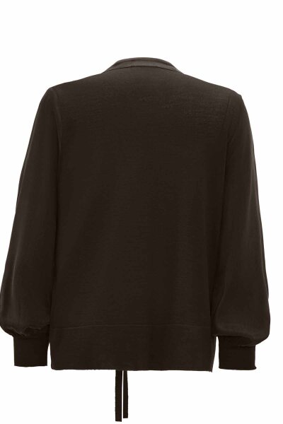 Round Neck Zippered Solid Brown Coat - 2