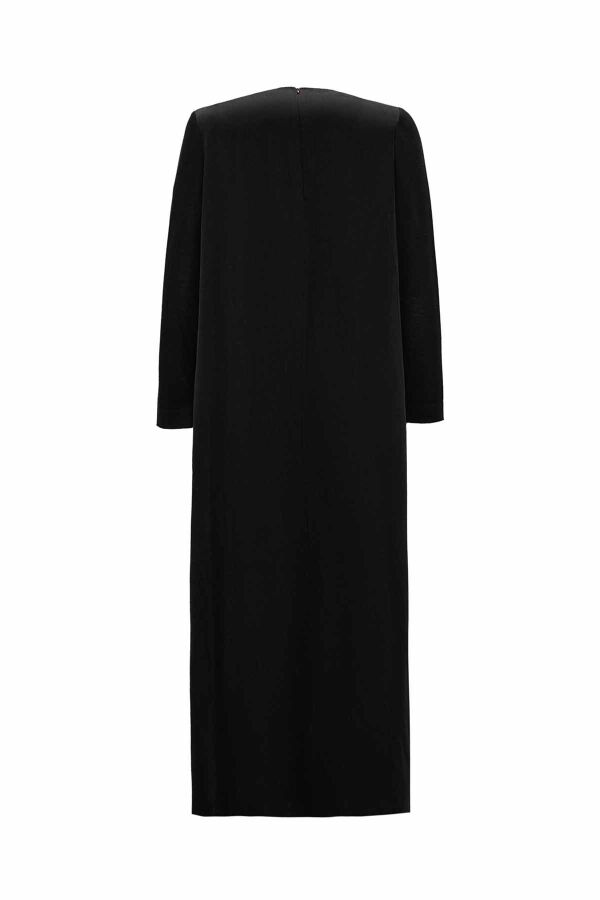 Ruched Waist Black Cupro Dress - 2