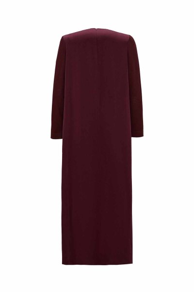 Ruched Waist Dark Burgundy Cupro Dress - MISS DALIDA (1)