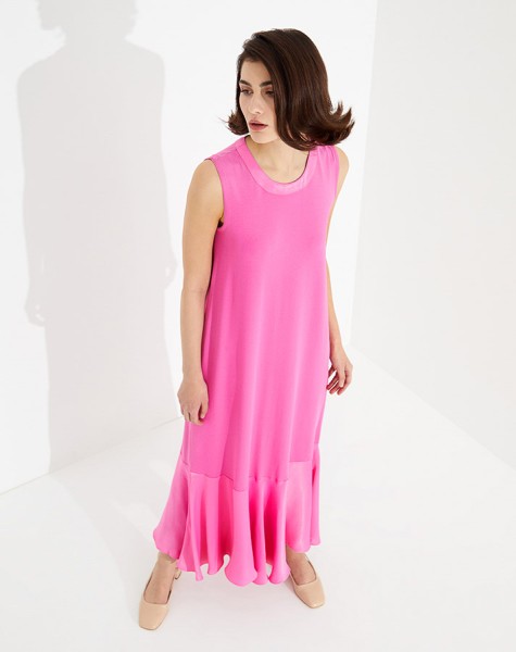 Satin Detailed Knitwear Sleeveless Long Dress - 5