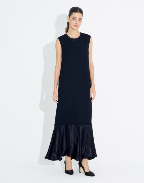 Satin Detailed Knitwear Sleeveless Long Dress - 6