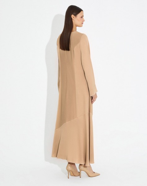 Satin Matte Fabric Ruffle Detailed Long Dress - 7