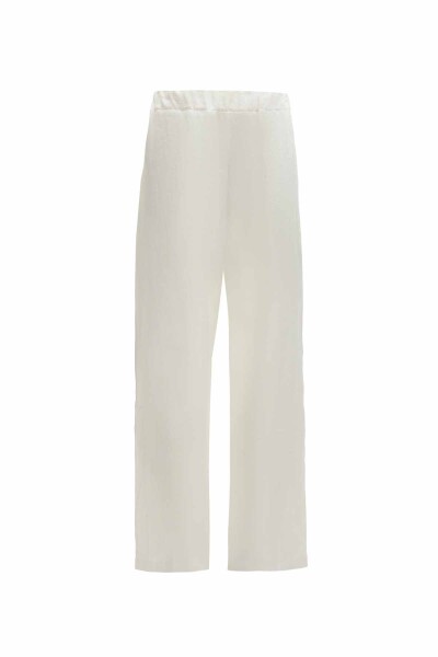 Şerit Detaylı Keten Bol Paça Pantolon - 2