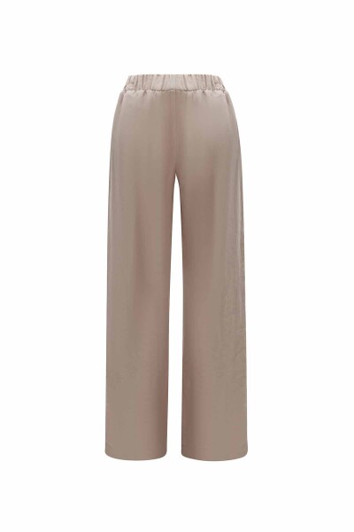 Şerit Detaylı Keten Bol Paça Pantolon - 6