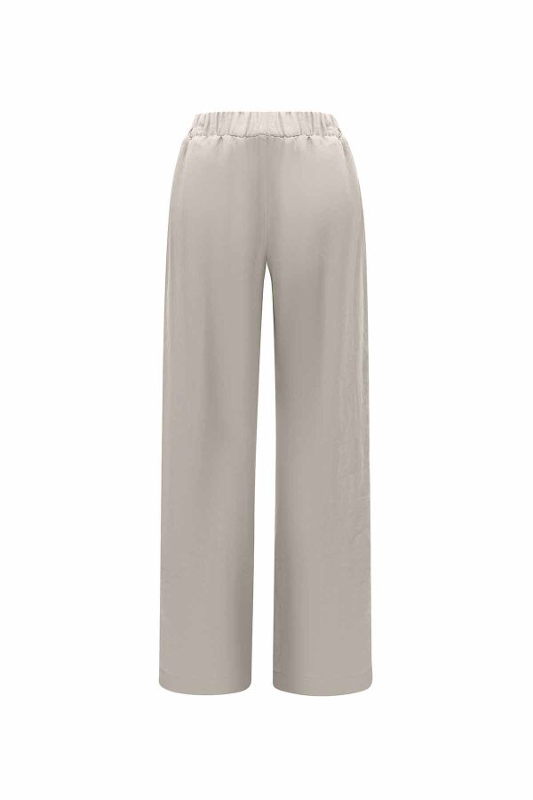 Şerit Detaylı Keten Bol Paça Pantolon - 8