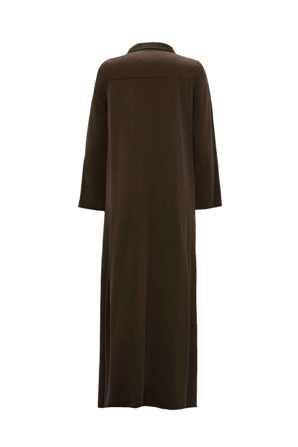 Shirt Collar Cupro Brown Dress - 2