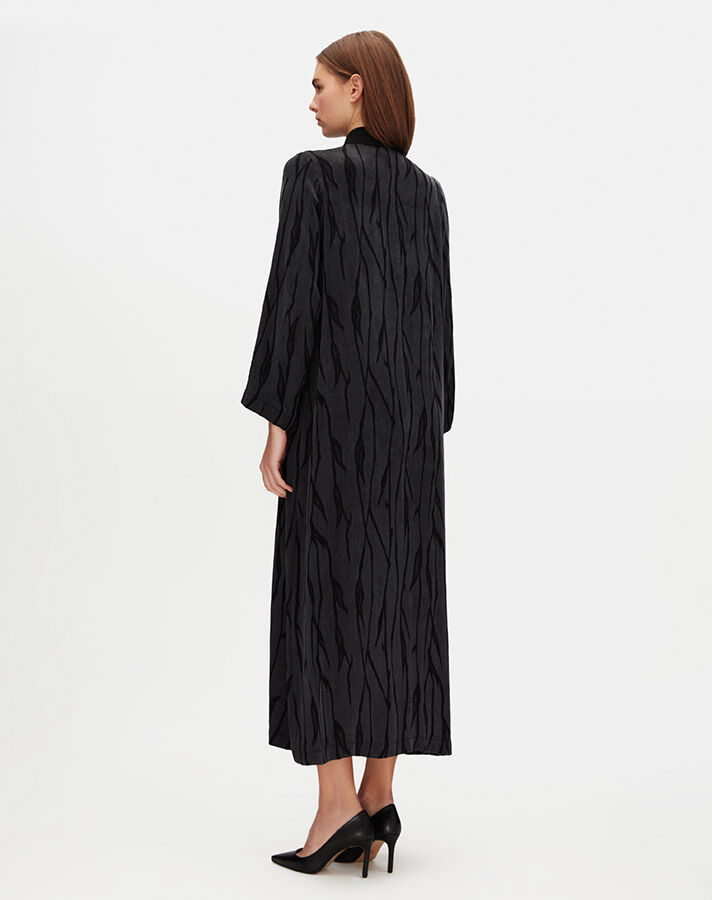Shirt Collar Jacquard Cupro Dress - 2