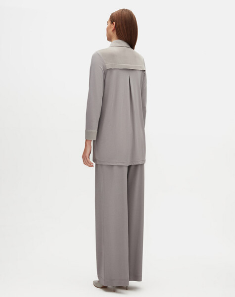 Shirt Collar Solid Color Tunic - 5