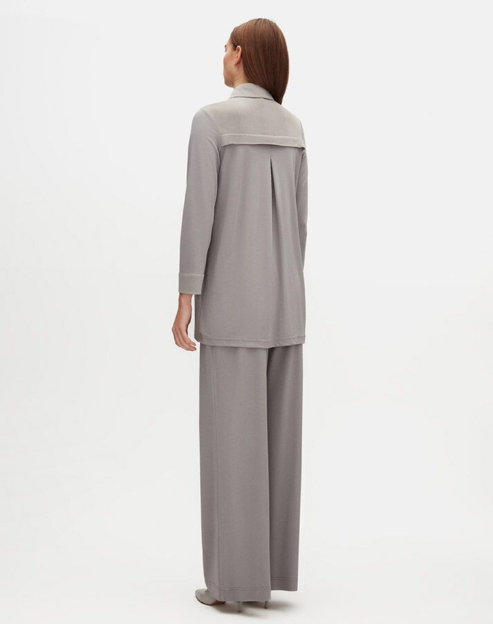 Shirt Collar Solid Color Tunic - 5