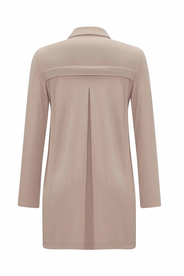 Shirt Collar Solid Color Tunic - 3