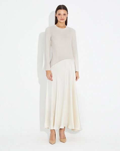 Skirt Part Satin Knitwear Dress - 2