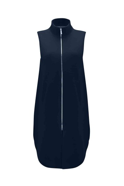 Sleeveless Navy Blue Vest with Zipper and Lining - 1