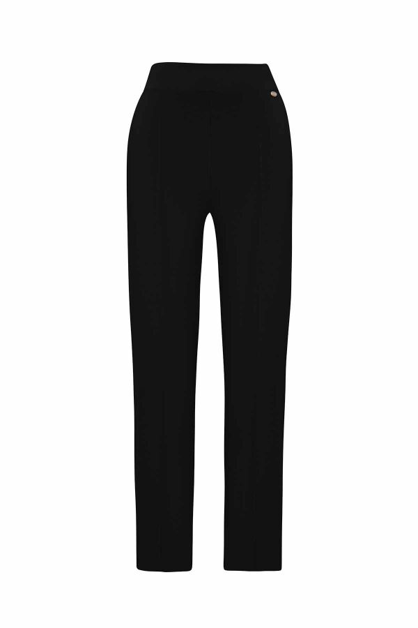 Slim Fit Knitted Black Pants - 1