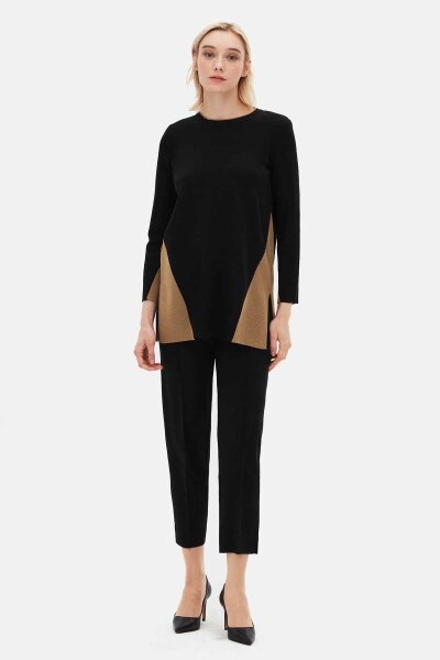 Slim Fit Knitted Black Pants - MISS DALIDA