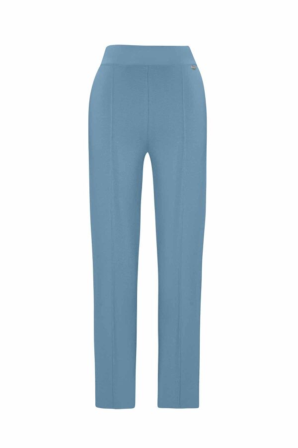 Slim Fit Knitted Blue Pants - 1