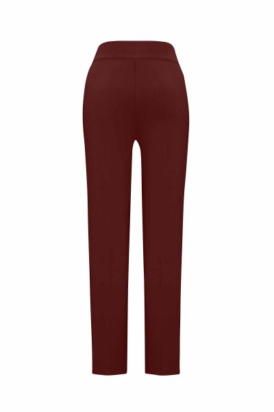 Slim Fit Knitted Burgundy Pants - 2