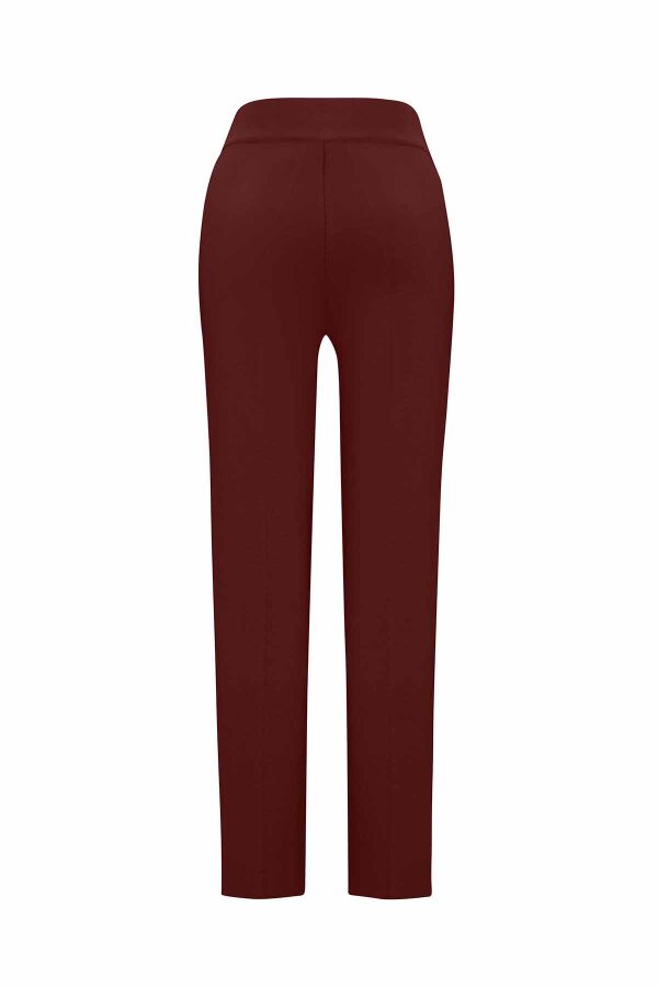 Slim Fit Knitted Burgundy Pants - 2