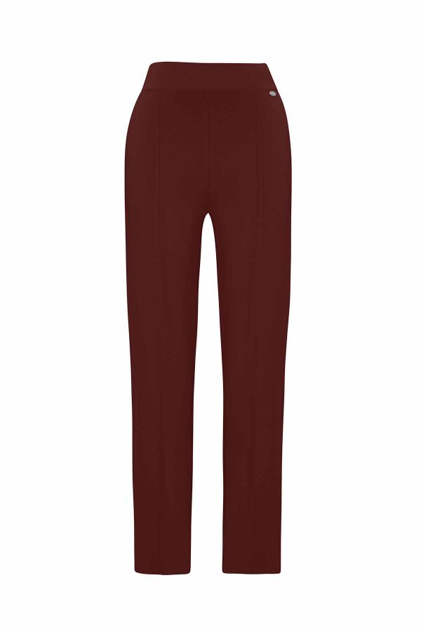 Slim Fit Knitted Burgundy Pants - 1