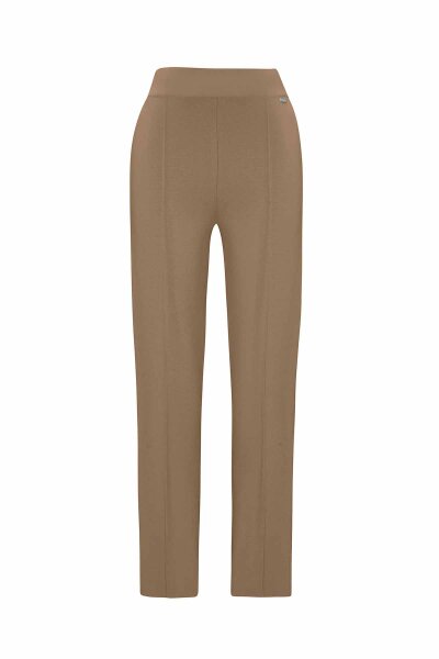 Slim Fit Knitted Camel Pants - 1